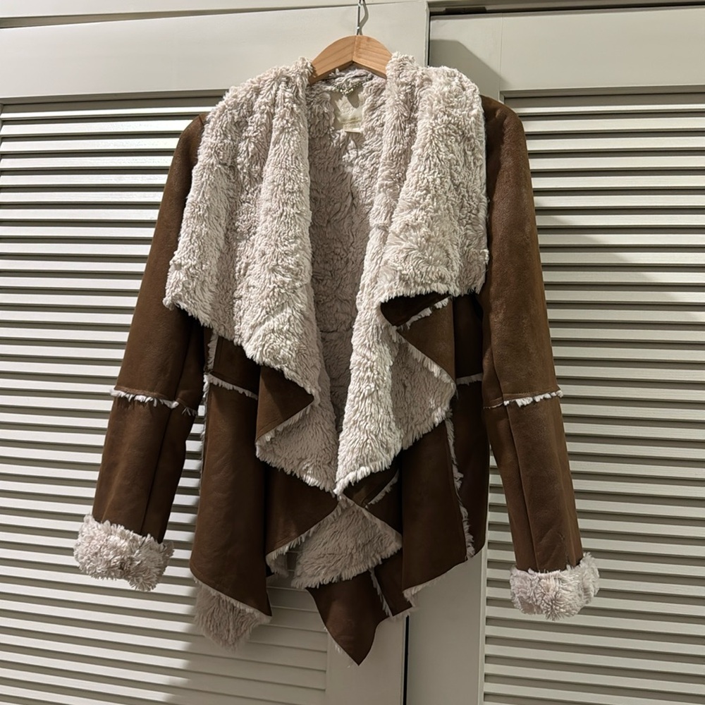 McGinn Faux Fur High-Low Brown/cream jacket